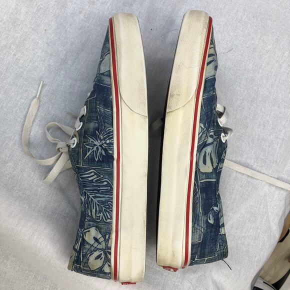 Vans Sneakers Low Top Lace Up Blue Hawaiian Surf Shop Leaf Print 7.5 - Picture 10 of 13
